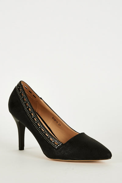 Black Pointed Cut Out Heel