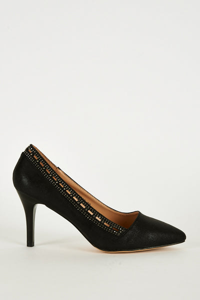 Black Pointed Cut Out Heel