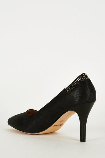 Black Pointed Cut Out Heel