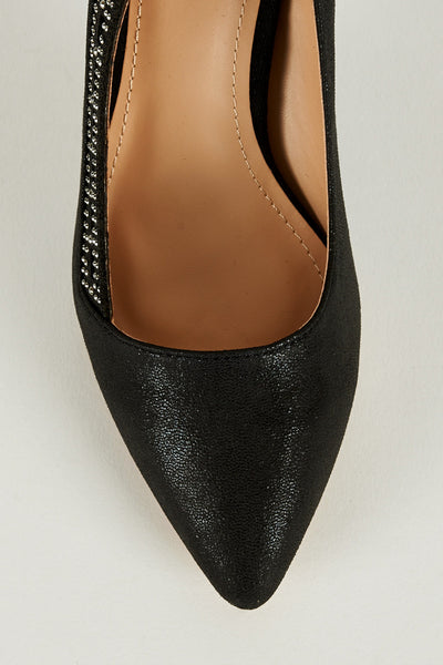 Black Pointed Cut Out Heel