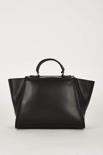 Faux Leatherette Classic Handbag In Black Ex-Branded