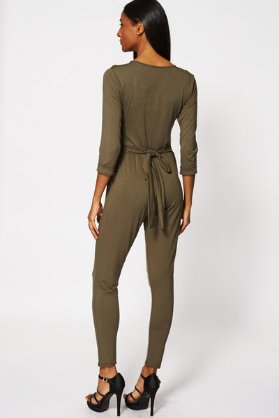 Green Cross Over Belted Jumpsuit Ex-Branded