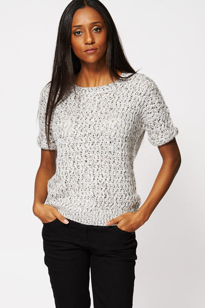 Silver Thread Loose Knit Top