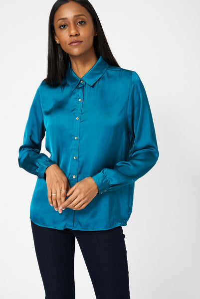 Teal Lightweight Shirt With Front Pockets