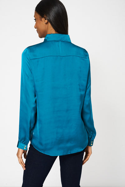 Teal Lightweight Shirt With Front Pockets