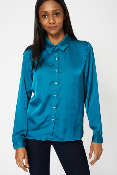 Teal Lightweight Shirt With Front Pockets