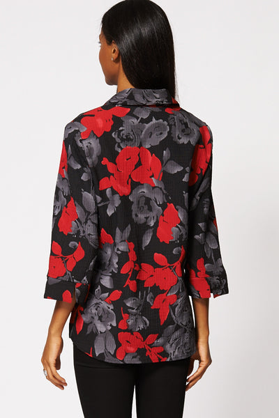 Floral Crinkle Button Up Shirt