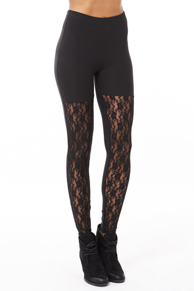 Soft Lace Paneled Leggings