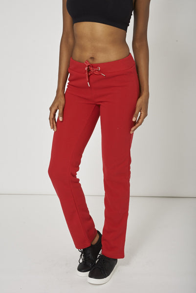 Red Fleeced Jogging Pants With Drawstrings