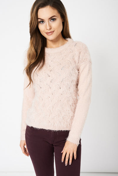 Dusty Pink Fluffy Jumper Ex-Branded