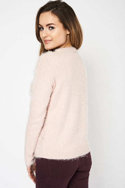 Dusty Pink Fluffy Jumper Ex-Branded