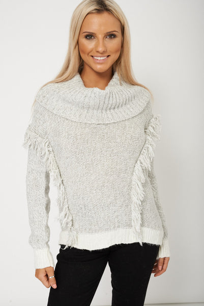 Women Grey Roll Neck Jumper