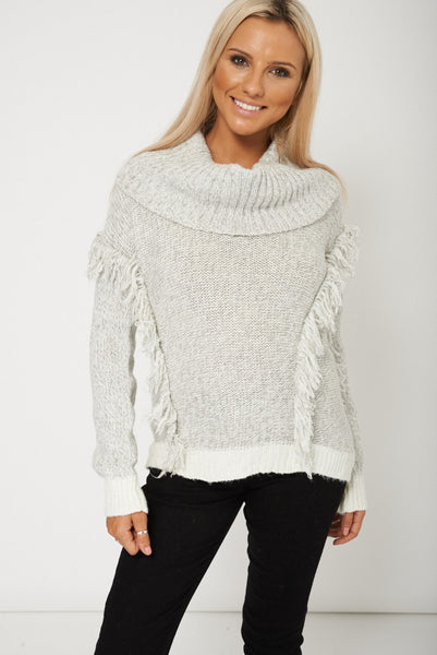 Women Grey Roll Neck Jumper