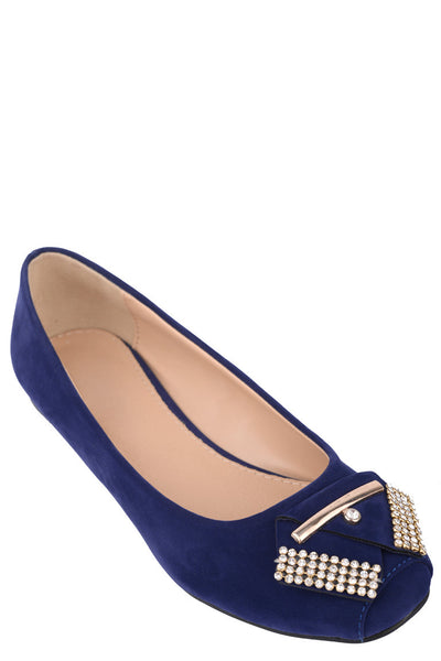 Suede Look Pumps With Diamond Detail