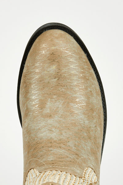 Frosted Look Leatherette Detailed Cowboy Boots