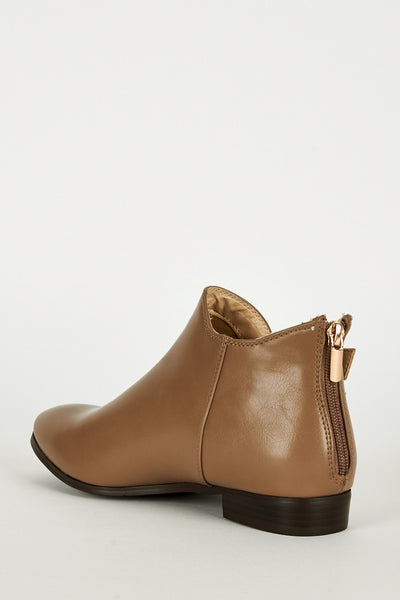 Mocha Double Buckle Zip Heel Ankle Boots