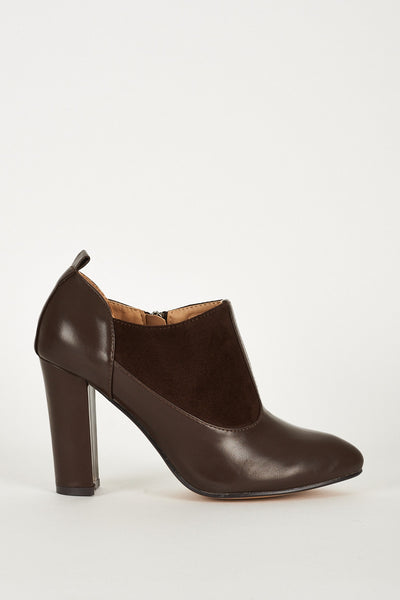 Faux Suedette Leatherette Boot With Stitching Details