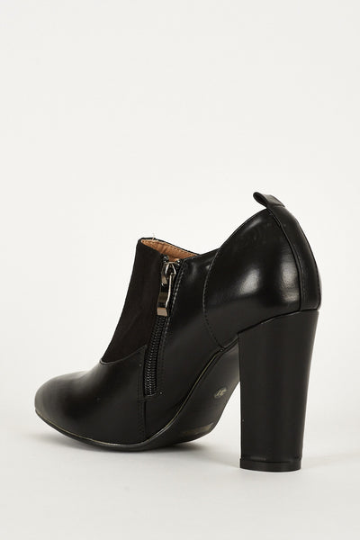 Black Faux Suede Leather Ankle Boot