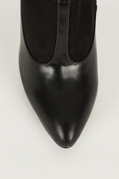 Black Faux Suede Leather Ankle Boot