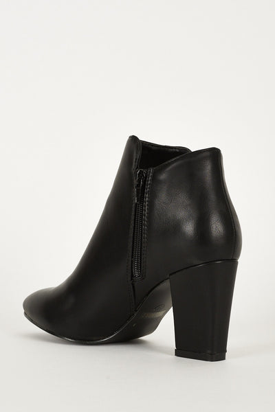 Black Stretch Side Panel High Block Heel Ankle Boots