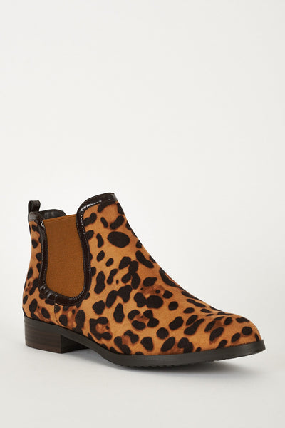 Animal Print Suede Chelsea Boots