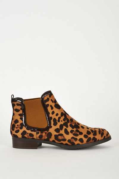 Animal Print Suede Chelsea Boots