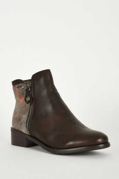 Glittery Snake Effect Brown Chelsea Boots