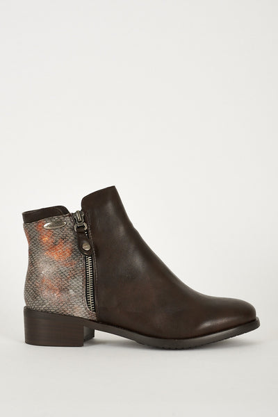 Glittery Snake Effect Brown Chelsea Boots