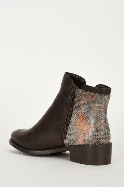 Glittery Snake Effect Brown Chelsea Boots