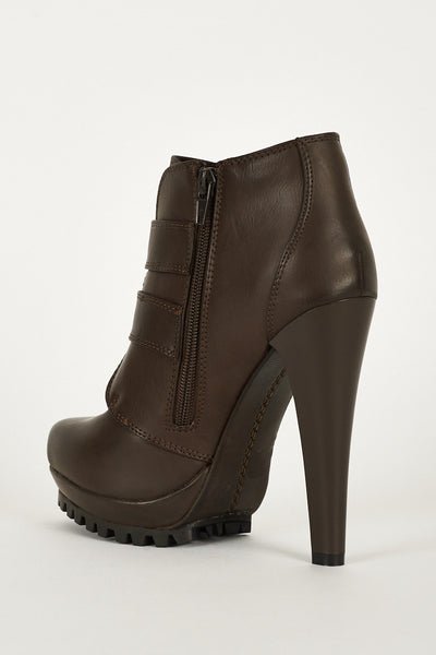 Boots With Strap Buckle And Zip Up Details