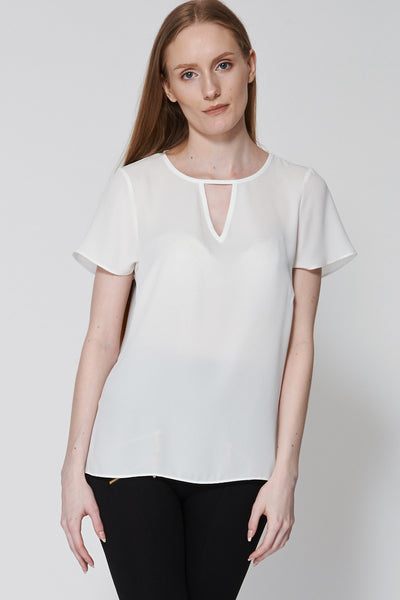 White Sheer Keyhole Top Ex-Branded