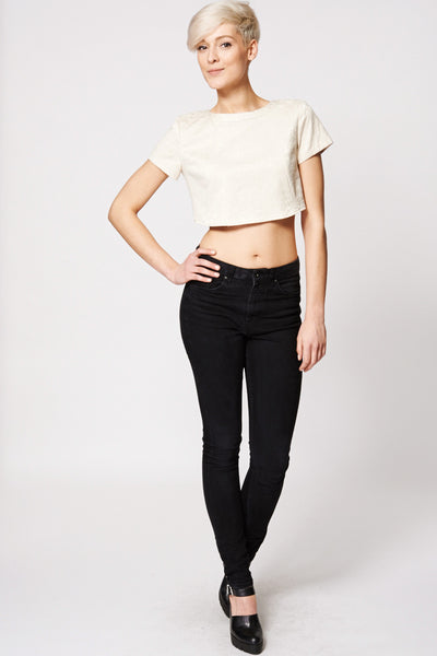 Chic Embossed Pattern Crop Top