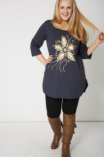 Foil Flower Print Top