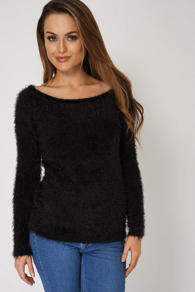 Fluffy Feel Black Jumper Ex-Branded