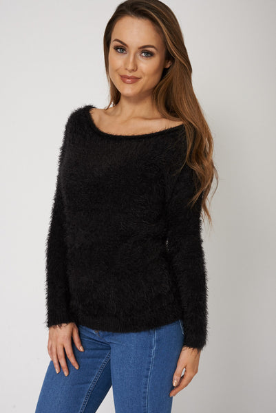 Fluffy Feel Black Jumper Ex-Branded