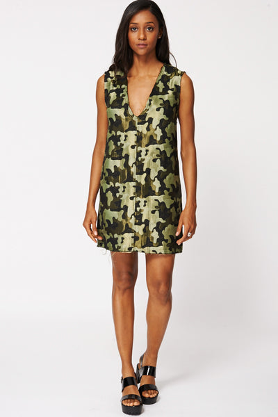 Camouflage Tunic Dress With Raw Edges Ex-Branded