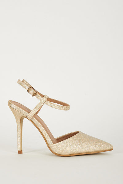 Shimmery Sling Back Shoes In Gold