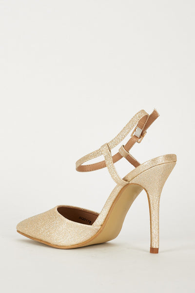 Shimmery Sling Back Shoes In Gold