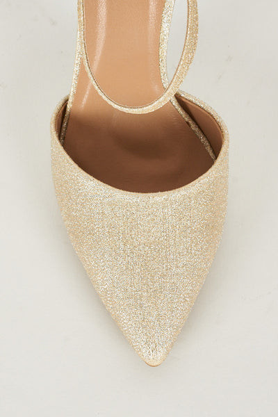 Shimmery Sling Back Shoes In Gold