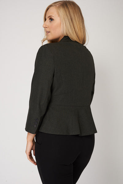 Grey Single Button Blazer With Zipped Pockets