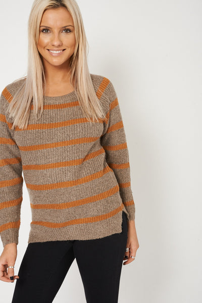 Two Tone Striped Jumper Ex-Branded