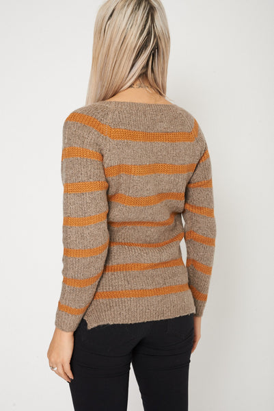 Two Tone Striped Jumper Ex-Branded