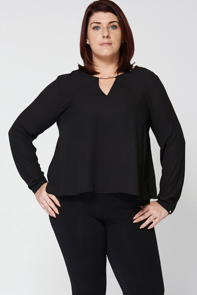 Black Chiffon A-line Blouse Ex-Branded