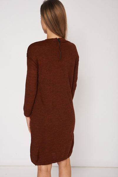 Burgundy Knitted Jumper Dress with Pockets