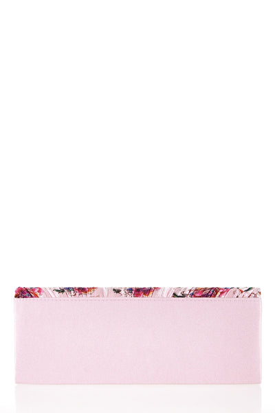 Pleated Flower Print Clutch Bag