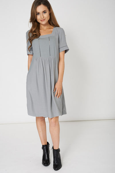 Grey Embroidered Detail Dress Ex-Branded Available in Plus Sizes