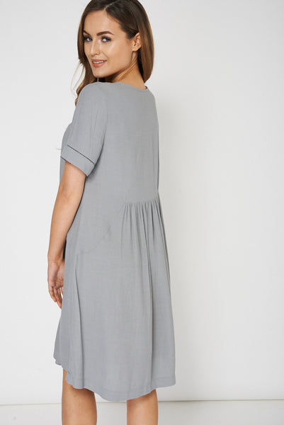 Grey Embroidered Detail Dress Ex-Branded Available in Plus Sizes