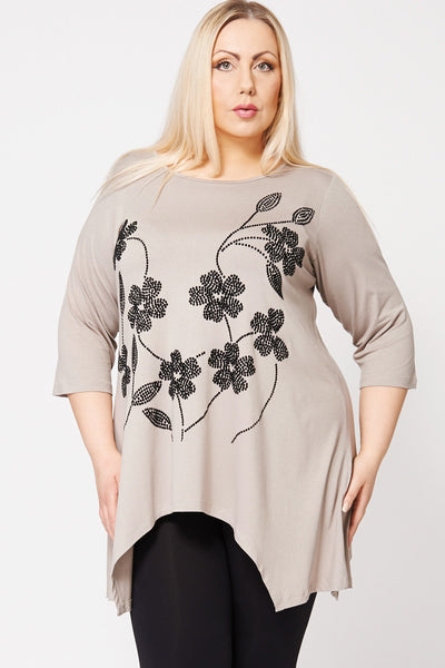 Floral Flock Print Handkerchief Top