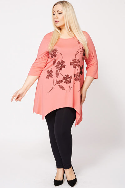 Floral Flock Print Handkerchief Top