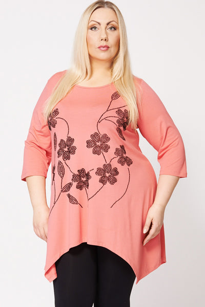 Floral Flock Print Handkerchief Top